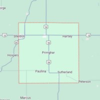 Outline map of Iowa with O’Brien County highlighted in red.