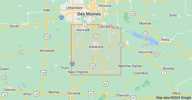 Outline map of Iowa with Warren County highlighted