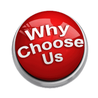 Red circular button with white text that reads “Why Choose Us” on a glossy surface.