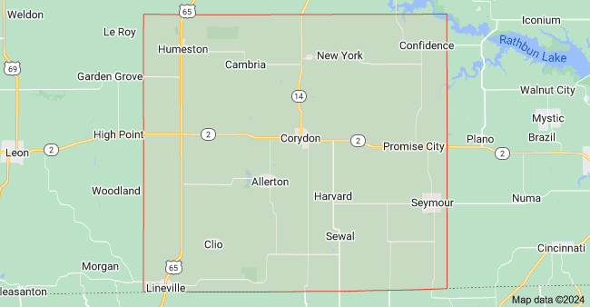 Wayne County Iowa State Map