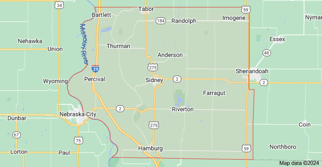 Fremont County Iowa State Map