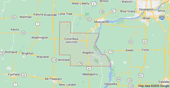 Outline map of Iowa with Louisa County highlighted