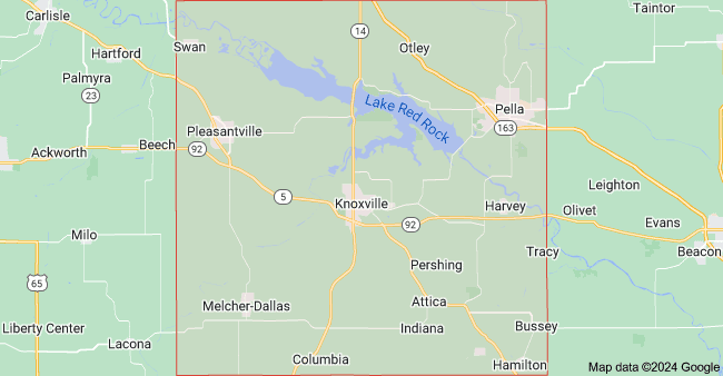 Outline map of Iowa with Marion County highlighted
