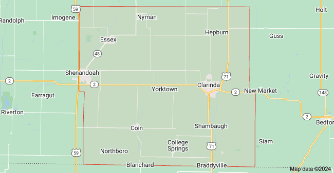 Page County Iowa State Map