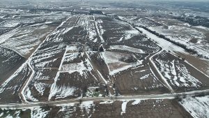 Johnson County land for sale aerial view of 293.29± acres offered as one tract near Iowa City, Iowa