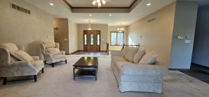 Lake Thunderhead home for sale living room with open layout and lakefront ranch interior in Putnam County Missouri