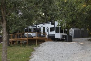 Lake Thunderhead retreat for sale near Unionville Missouri featuring a 2022 Wildwood Grand Lodge and outdoor deck