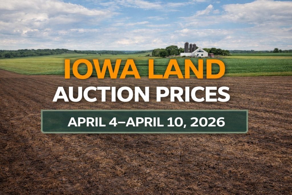 Iowa land auction prices April 4–10 2026 farmland results and values across Iowa counties