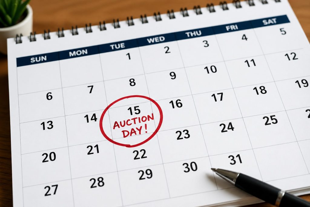 What happens on auction day for sellers calendar with auction day circled