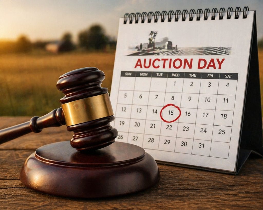 auction gavel and calendar showing farmland auction timeline and sale process duration