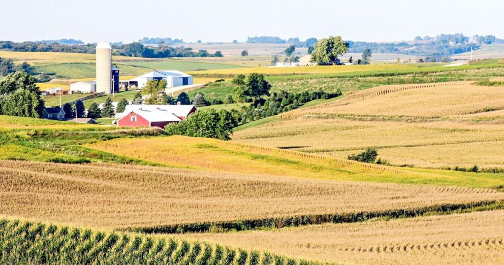 high quality Iowa farmland rolling hills farmstead land that sells well at auction