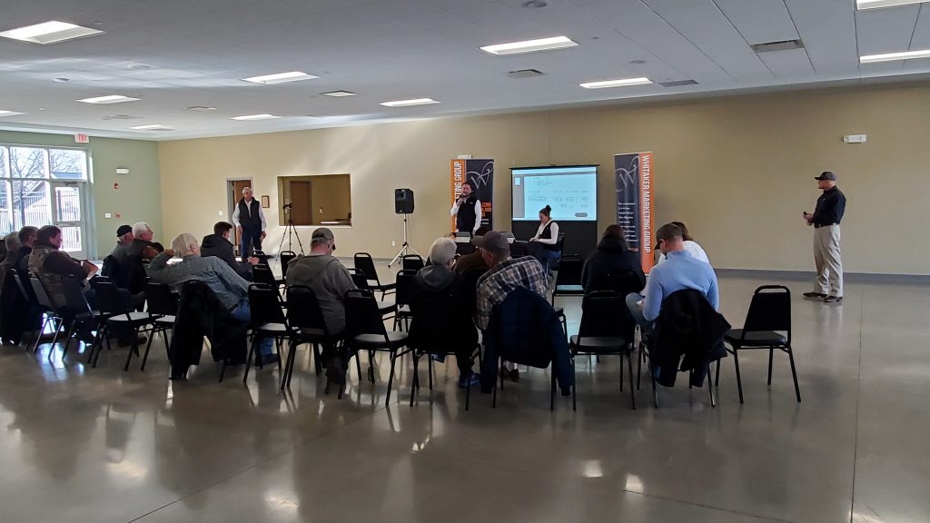 Landowners and buyers attending a Whitaker Marketing Group absolute farmland auction event
